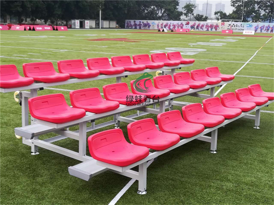 三层铝合金简易看台-低靠背中空吹塑椅 三层铝合金简易看台-低靠背中空吹塑椅