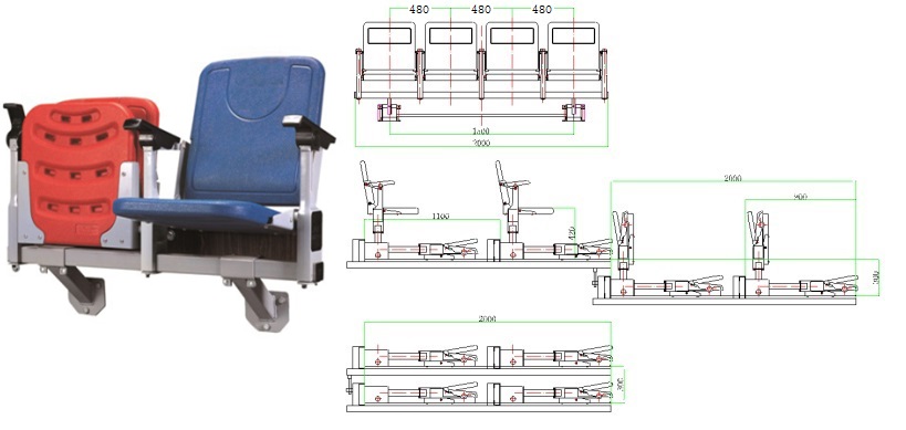 绿蛙后置式带扶手高靠背翻板椅伸缩看台