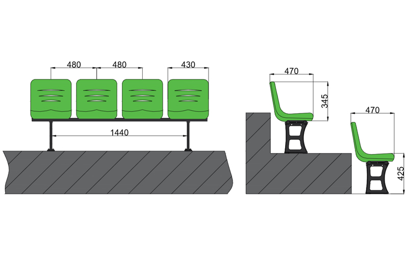 中靠背吹塑立装座椅