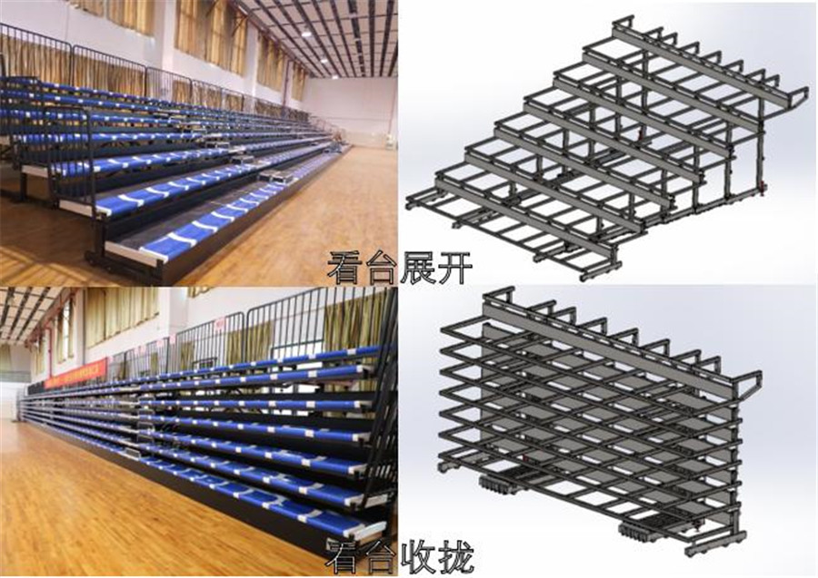 手动伸缩看台-注塑平靠背座椅