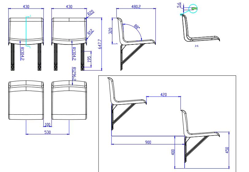 中靠背铝合金座椅-侧装
